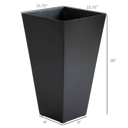 Outsunny - 28" Tall Planters With Drainage Hole (Set of 3), Outdoor Flower Pots, Indoor Planters For Porch Patio And Deck - Black