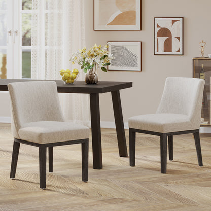 Modern Dining Chair With Durable Fabric Upholstery And Sturdy Wooden Frame (Set of 2) - Light Gray