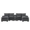 Modern U Shaped Sofa With Console, Cupholders And USB Ports, 6 Seat Upholstered Symmetrical Indoor Furniture, Sleeper Couch Set With Chaise - Gray