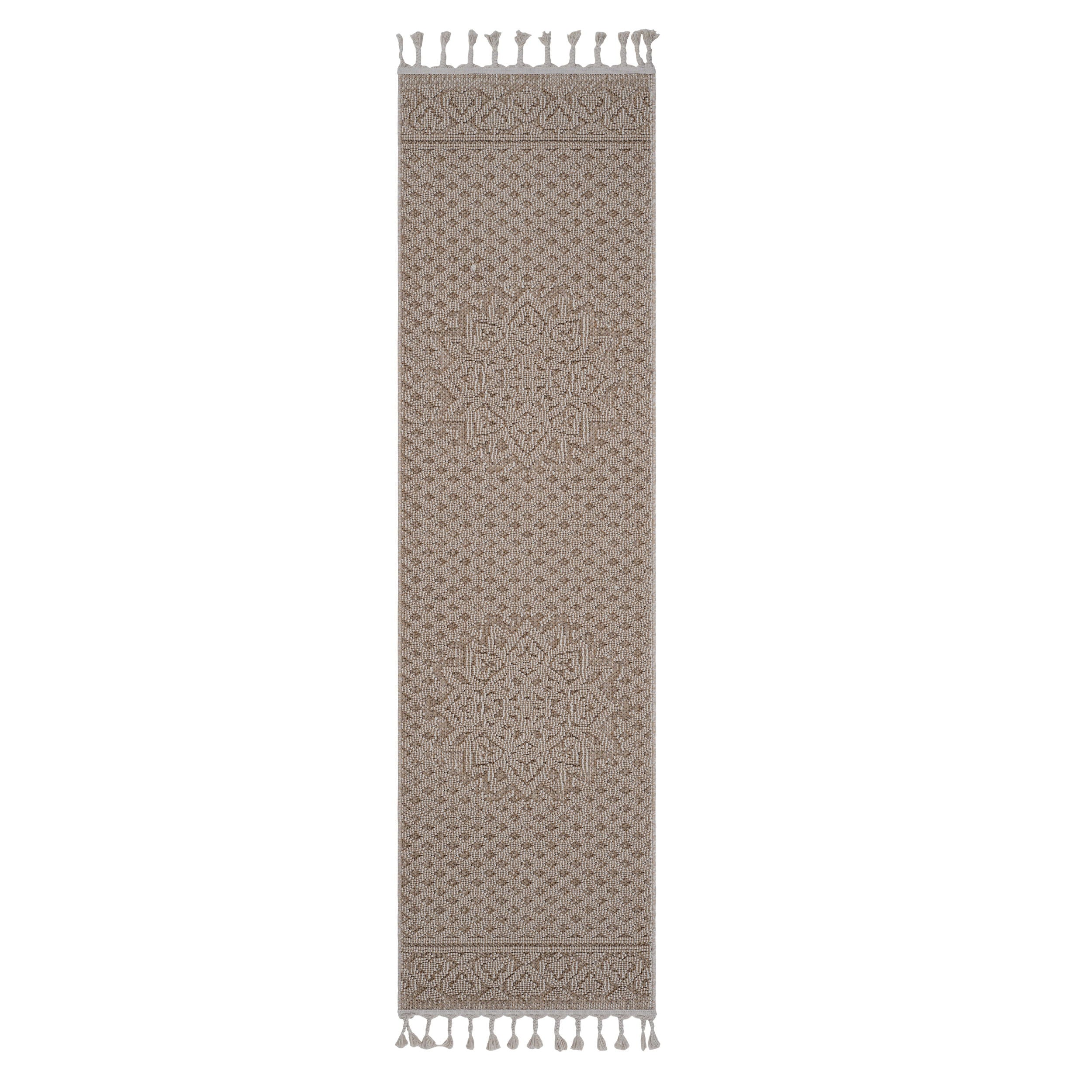 Guros - 2' X 8' Medallion Indoor / Outdoor Area Rug - Beige