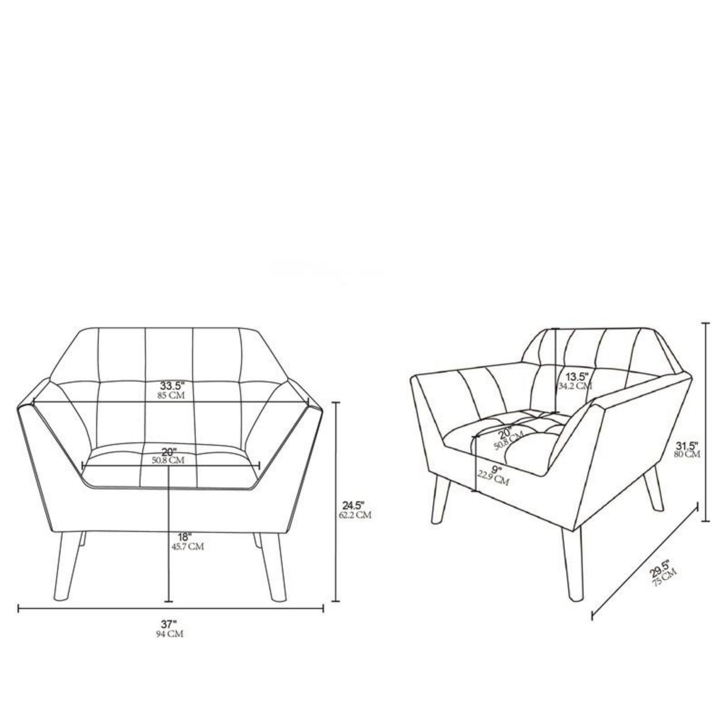 Mid - Century Lounge Chair With Button Tufting Polyester And Pecan Wood - Beige