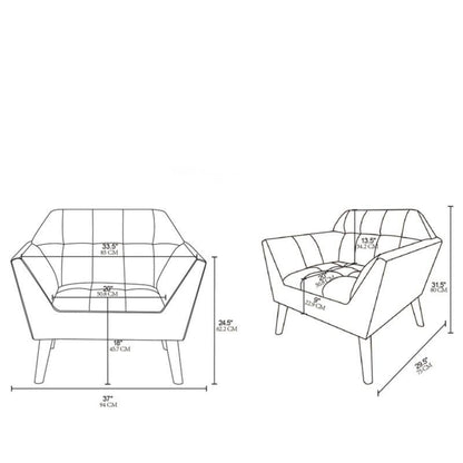 Mid - Century Lounge Chair With Button Tufting Polyester And Pecan Wood - Beige
