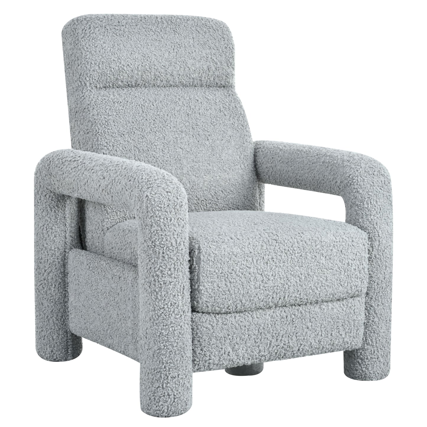 Push Back Recliner Armchair Upholstered Single Sofa With Adjustable Backrest For Living Room - Light Gray