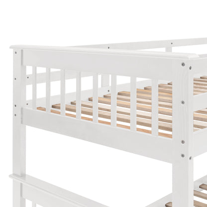 Twin Over Full Stairway Bunk Bed With Drawer, Storage And Guard Rail For Bedroom - White