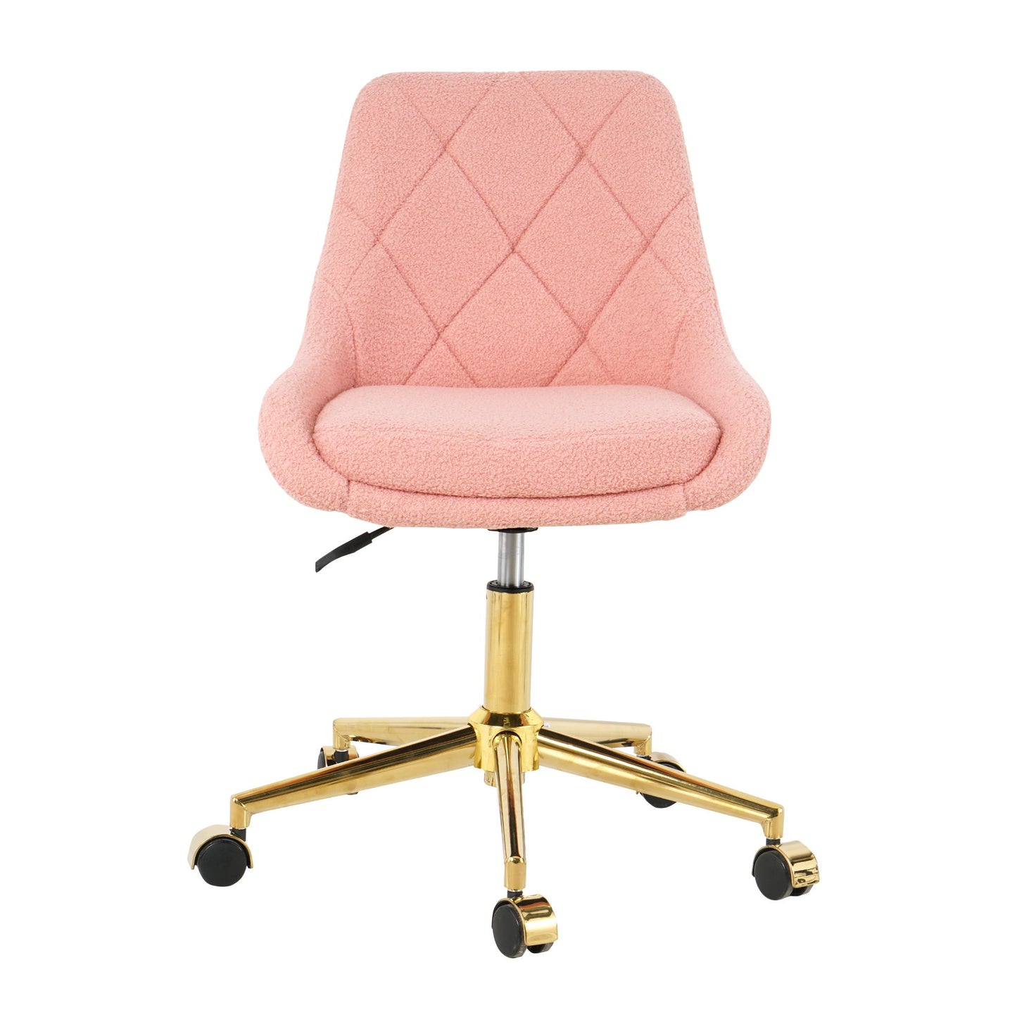 Modern Teddy Fleece Fabric Living Room Furniture Dining Chair With Gold Legs, Soft And Comfortable, Adjustable, Space Saving - Pink