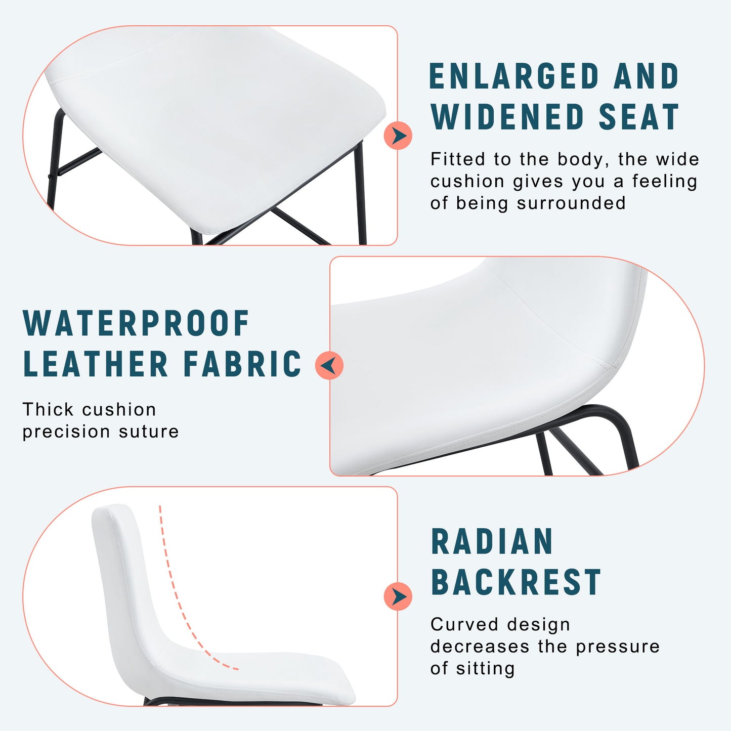 (Set of 4) Classic Chairs, A Stylish Seat Perfect For Modern Minimalist And Industrial Style Environments - White