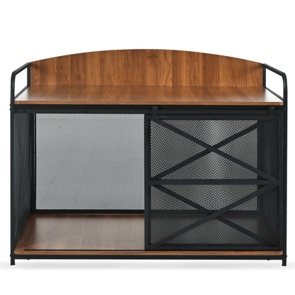 Heavy Duty Large Dog Crate Furniture For Large Medium Dog, Farmhouse Wooden Dog Kennel Indoor End Table, Decorative Pet House For Large Dogs - Brown