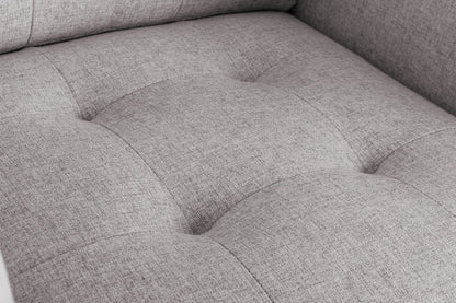 Victoria - Linen Fabric Armchair With Metal Legs, Side Pockets, And Pillow - Beige