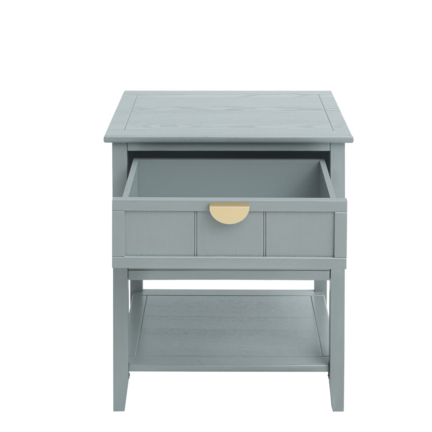 2 Drawer Side Table, American Style, End Table, Suitable For Bedroom, Living Room, Study - Light Gray