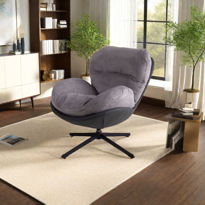 360ÔøΩÔøΩ Swivel Office Chair, Modern Chenille Chair With And Metal Base Frame, No Wheels, Accent Chair - Gray