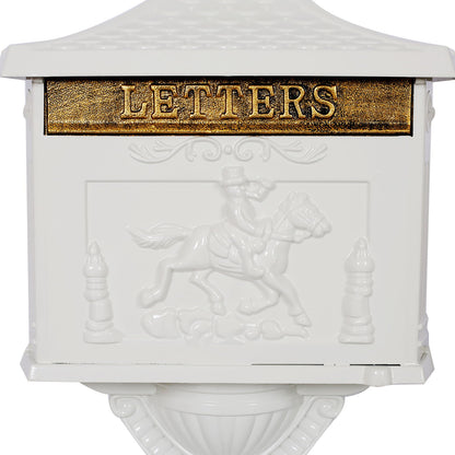 Cast Aluminum Mail Box, Postal Box, Mailbox - White