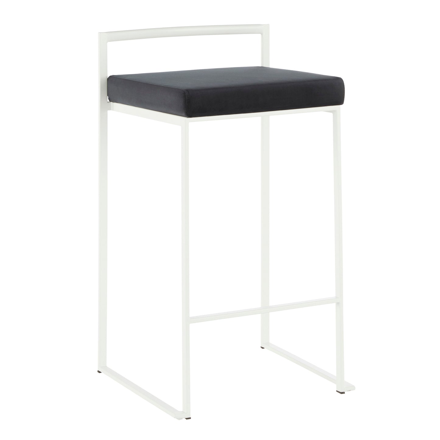 Fuji - Contemporary Stackable Counter Stool (Set of 2) - White / Black - Velvet