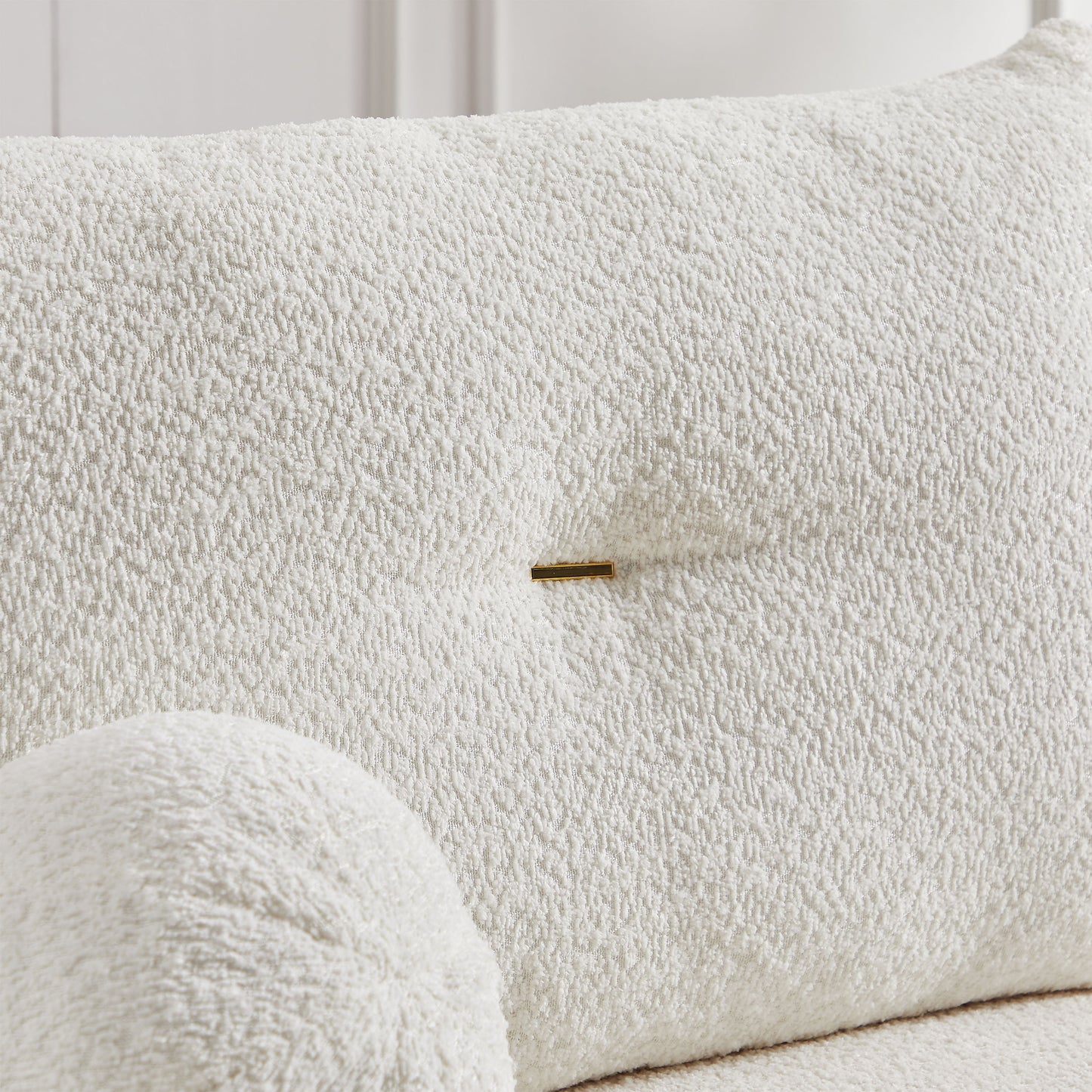 Lamb's Wool 2 Seater Cushion Sofa Comfortable Sofa For Living Room Bedroom And Other Casual Spaces Lamb's Wool Sofa With 2 Cushions And 2 Ball Pillows - White