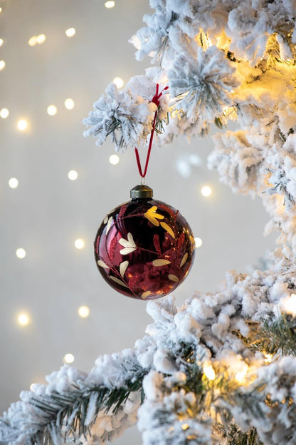 Christmas Ball Ornaments, Glass Decorative Hanging Ball Christmas Tree Ornaments, For Holiday Party Decorations (Set of 4) - Red