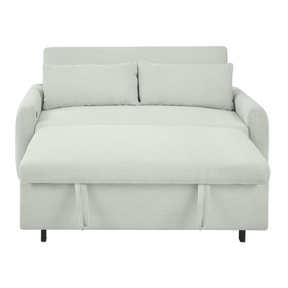 Pull Out Sofa Bed Convertible Couch 2 Seat Loveseat Sofa Modern Sleeper Sofa With 2 Throw Pillows And USB Ports For Living Room - Light Gray Green