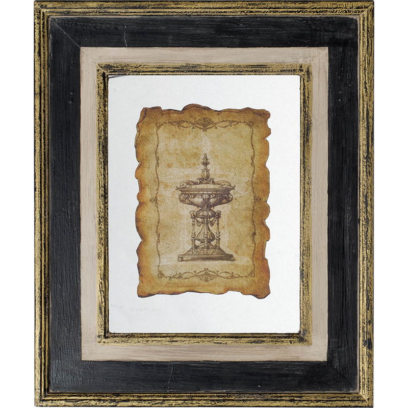 Lucian - Framed Antiqued Sculpture Print - Multicolor - Wood