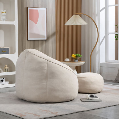 Bedding Bean Bag Sofa Chair High Pressure Foam Bean Bag Chair Adult Material With Padded Foam Padding Compressed Bean Bag With Footrest - Beige