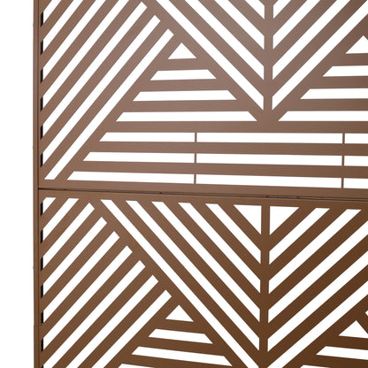 Freestanding Decorative Privacy Screen For Deck Balcony Patio, Metal Privacy Screen - Brown