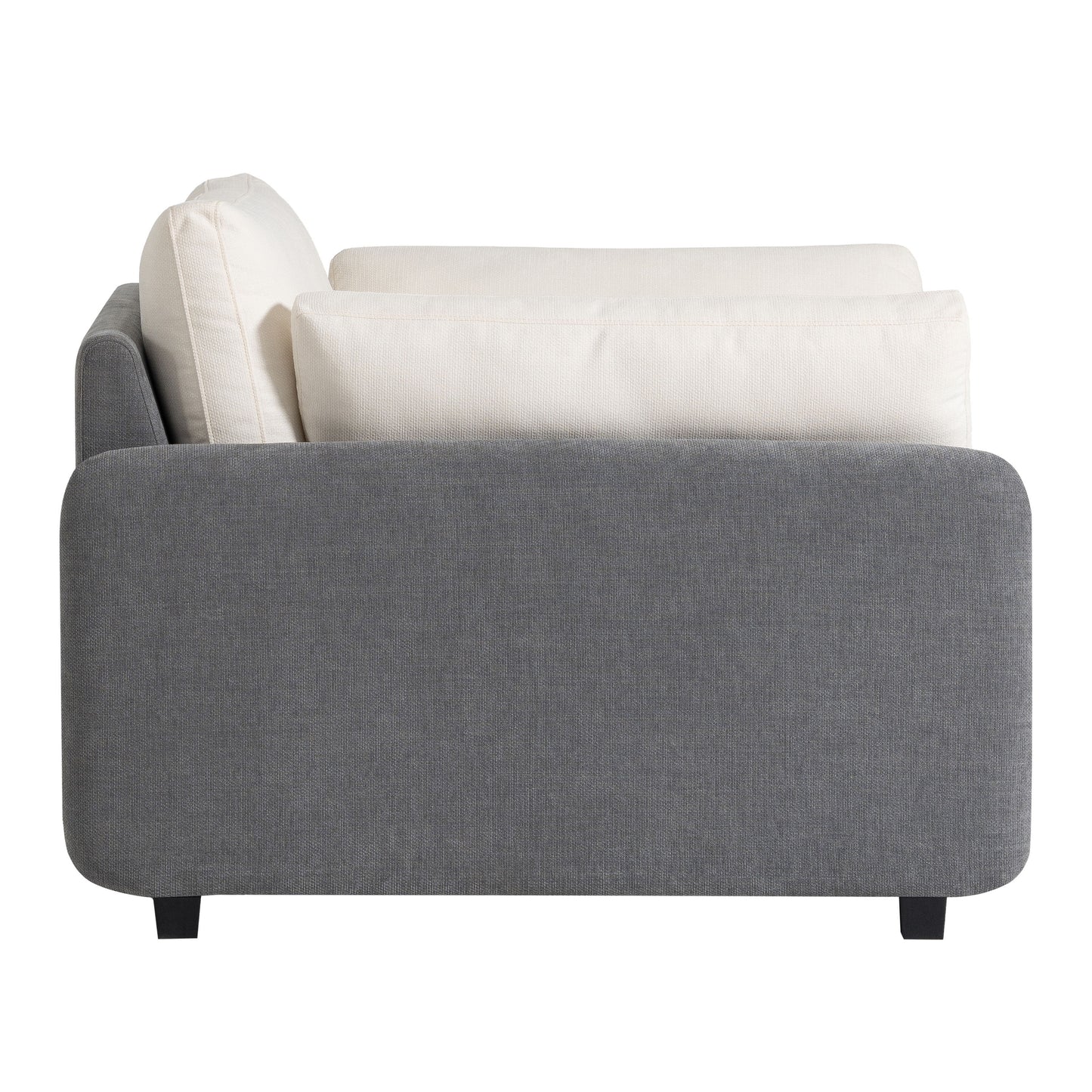 Oversized Single Sofa Chair Wide And Deep Seat, Modern Upholstered Comfy Blocking Couch Lounge With Pillows - Gray / Cream