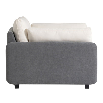 Oversized Single Sofa Chair Wide And Deep Seat, Modern Upholstered Comfy Blocking Couch Lounge With Pillows - Gray / Cream