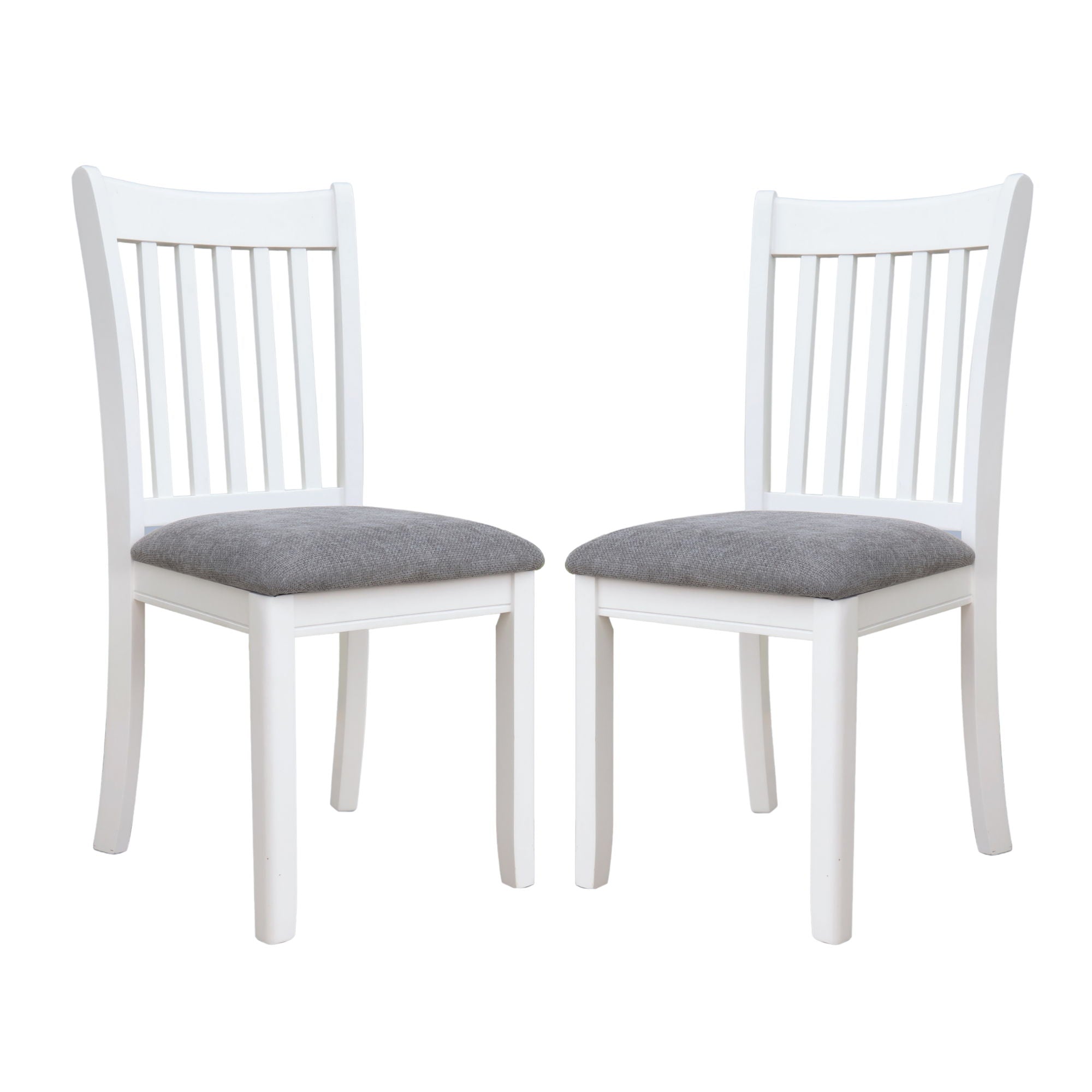 Dining Room Furniture (Set of 2) Chairs With Gray Cushioned Seats And Wooden Back - White - White