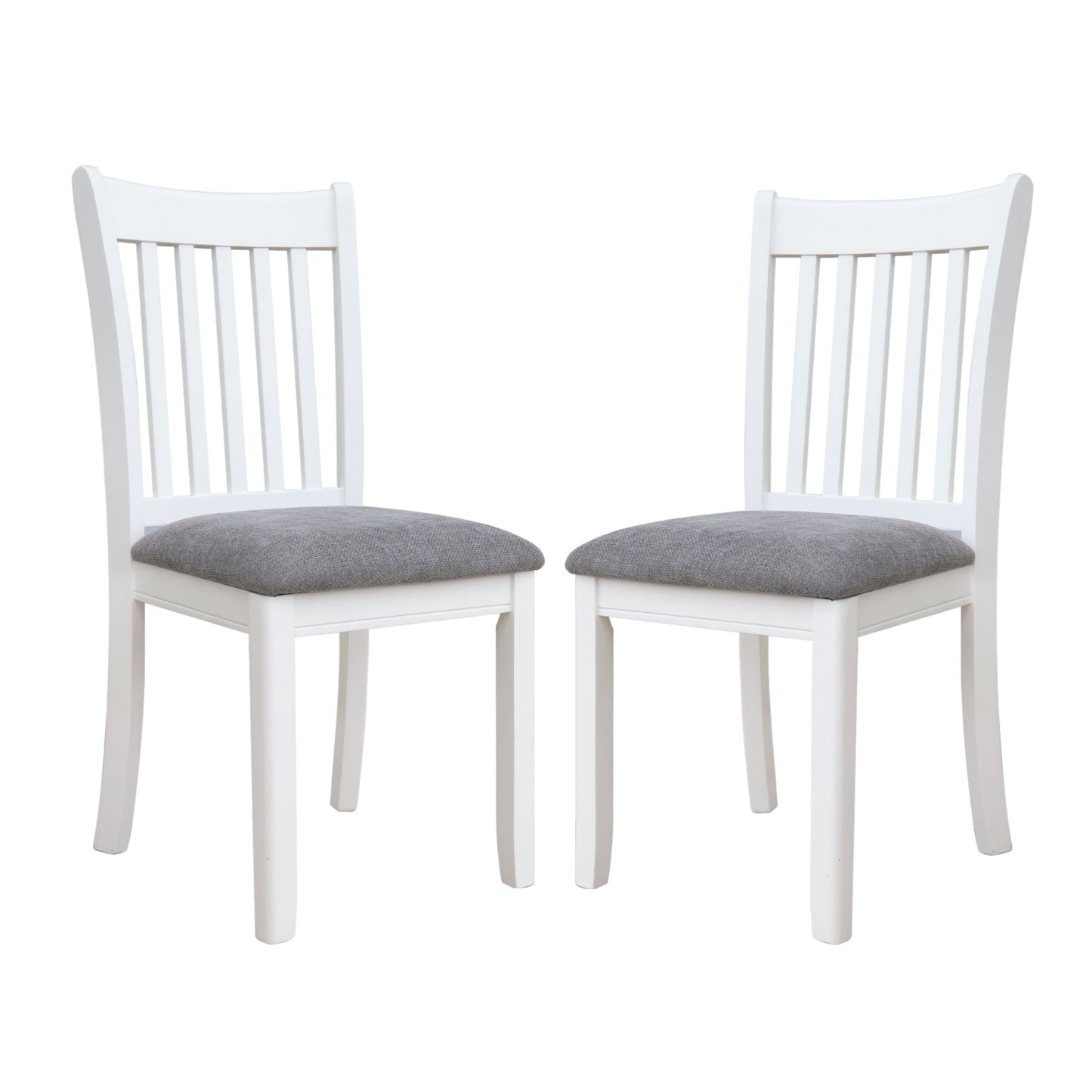 Dining Room Furniture (Set of 2) Chairs With Gray Cushioned Seats And Wooden Back - White - White