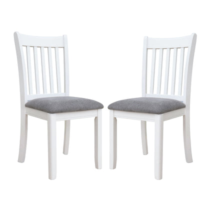 Dining Room Furniture (Set of 2) Chairs With Gray Cushioned Seats And Wooden Back - White - White