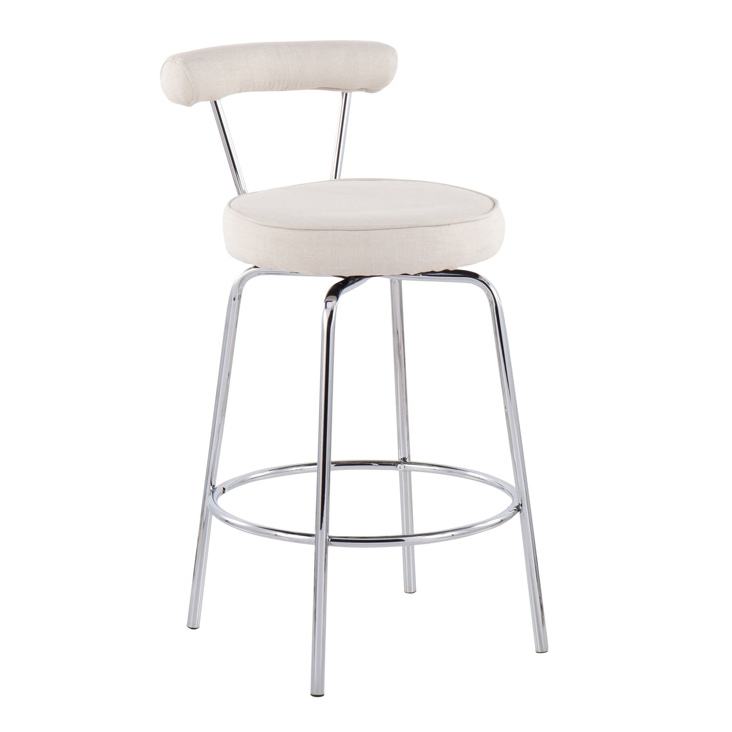 Rhonda - Contemporary Counter Stool (Set of 2) - Chrome / Cream