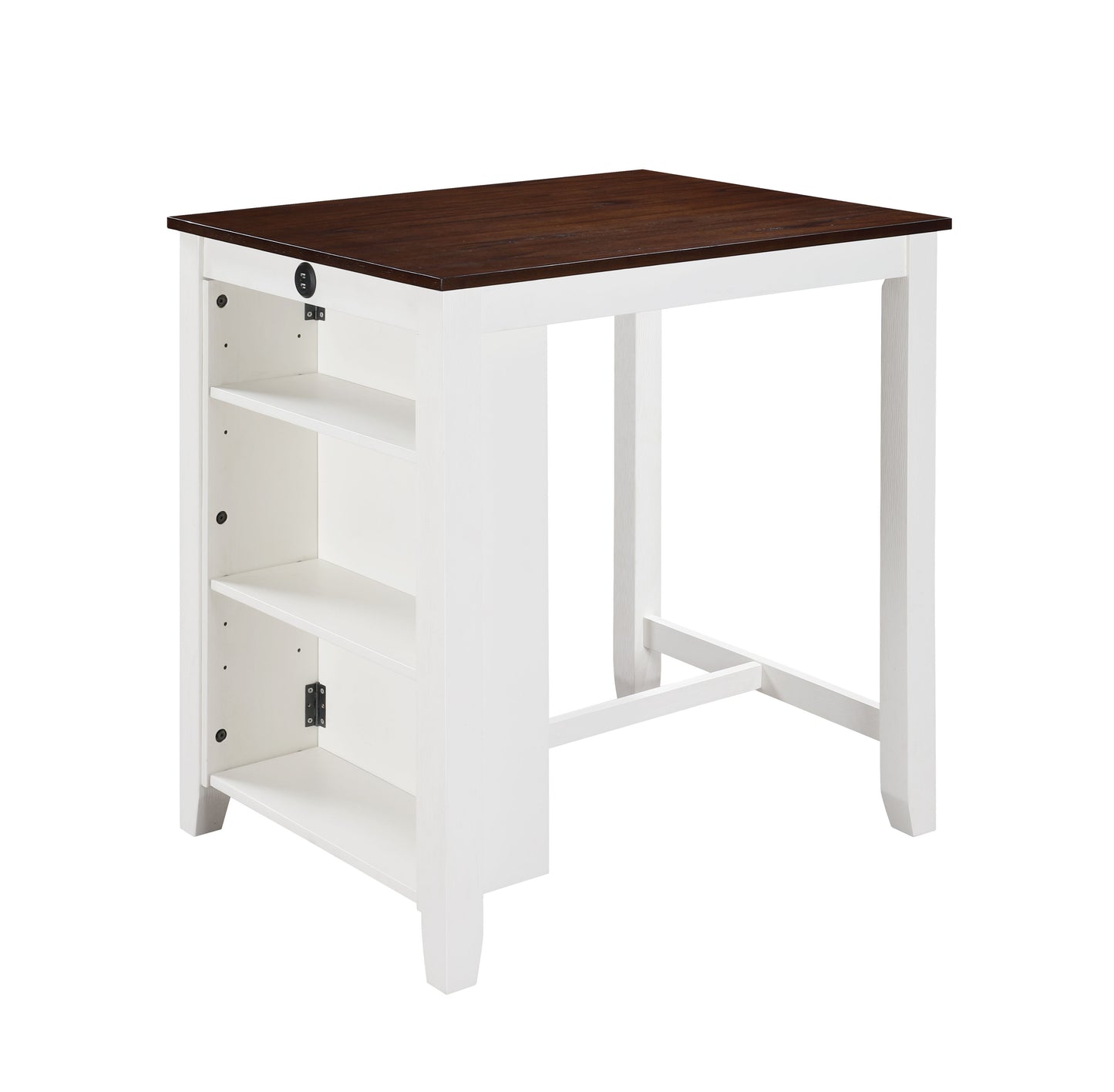 Graham - 3 Piece Small Space Counter Height Dining Table With Shelves And 2 Chairs (Set of 3) - White Finish
