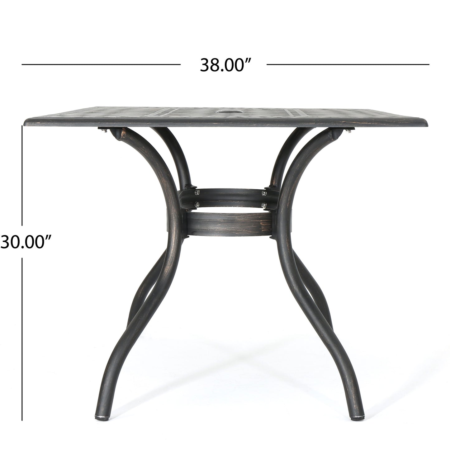 Enchantia - Outdoor Rectangular Dining Table With Weave Tabletop And Flared Legs - Copper