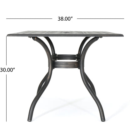 Enchantia - Outdoor Rectangular Dining Table With Weave Tabletop And Flared Legs - Copper