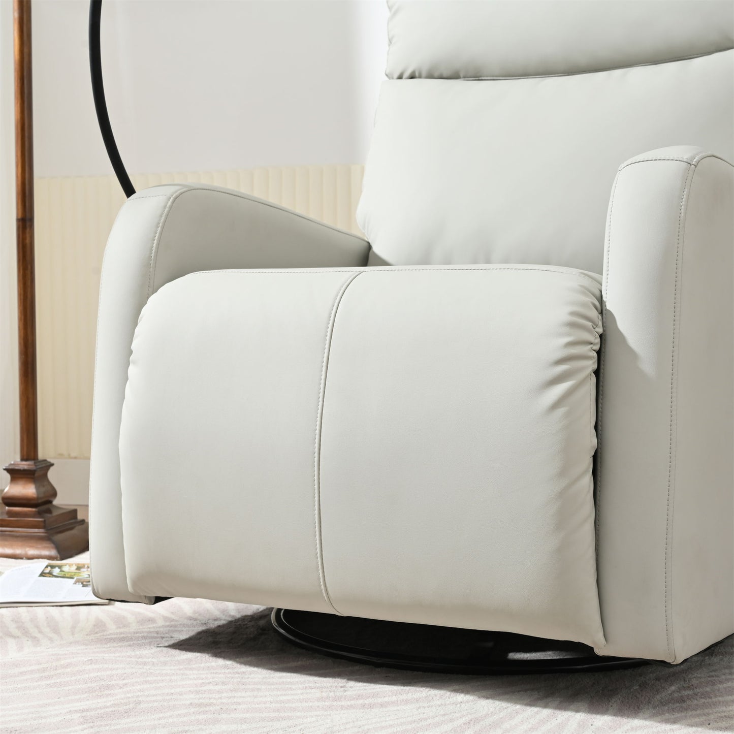 Rocking Recliner Chair, 360 Degree Swivel Nursery Rocking Chair, Glider Chair, Modern Small Rocking Swivel Recliner Chair For Bedroom, Living Room Chair Home Theater Seat, Phone Holder - Light Gray