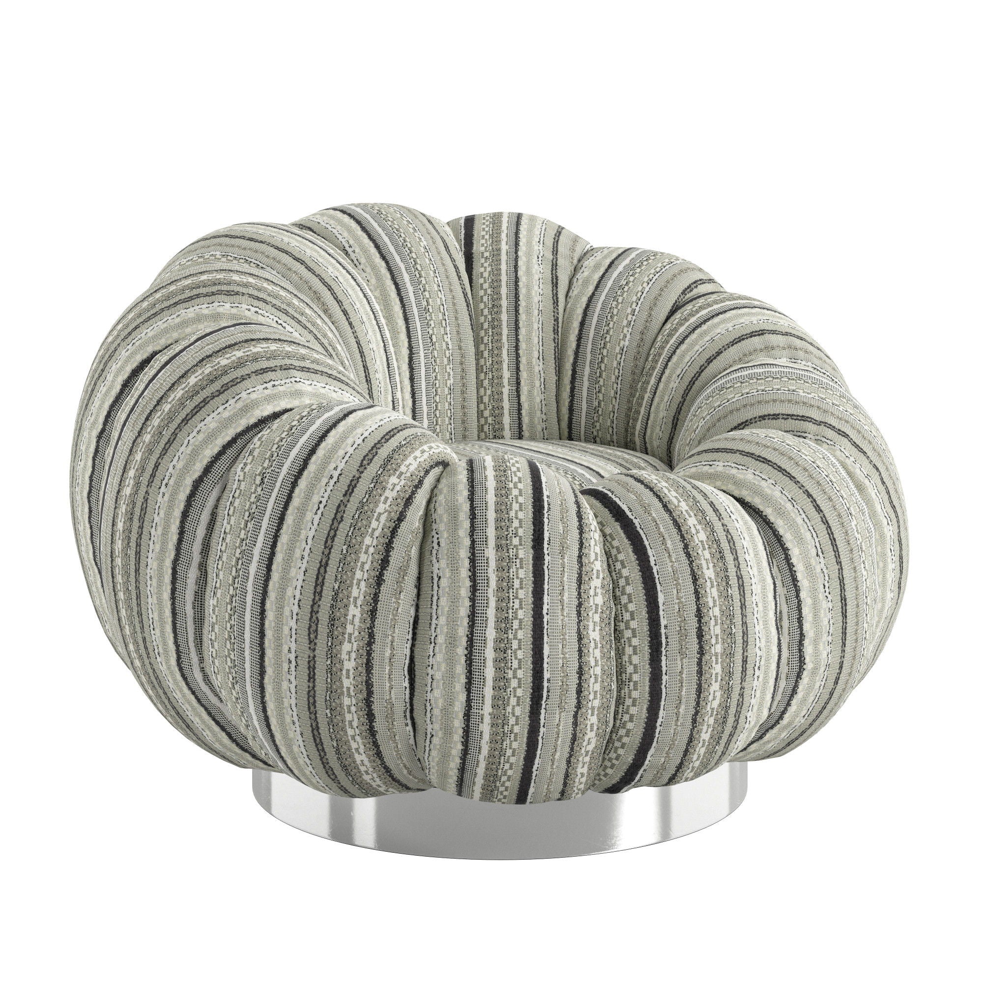 Lillie - Stripe Pumpkin Swivel Accent Chair - Black