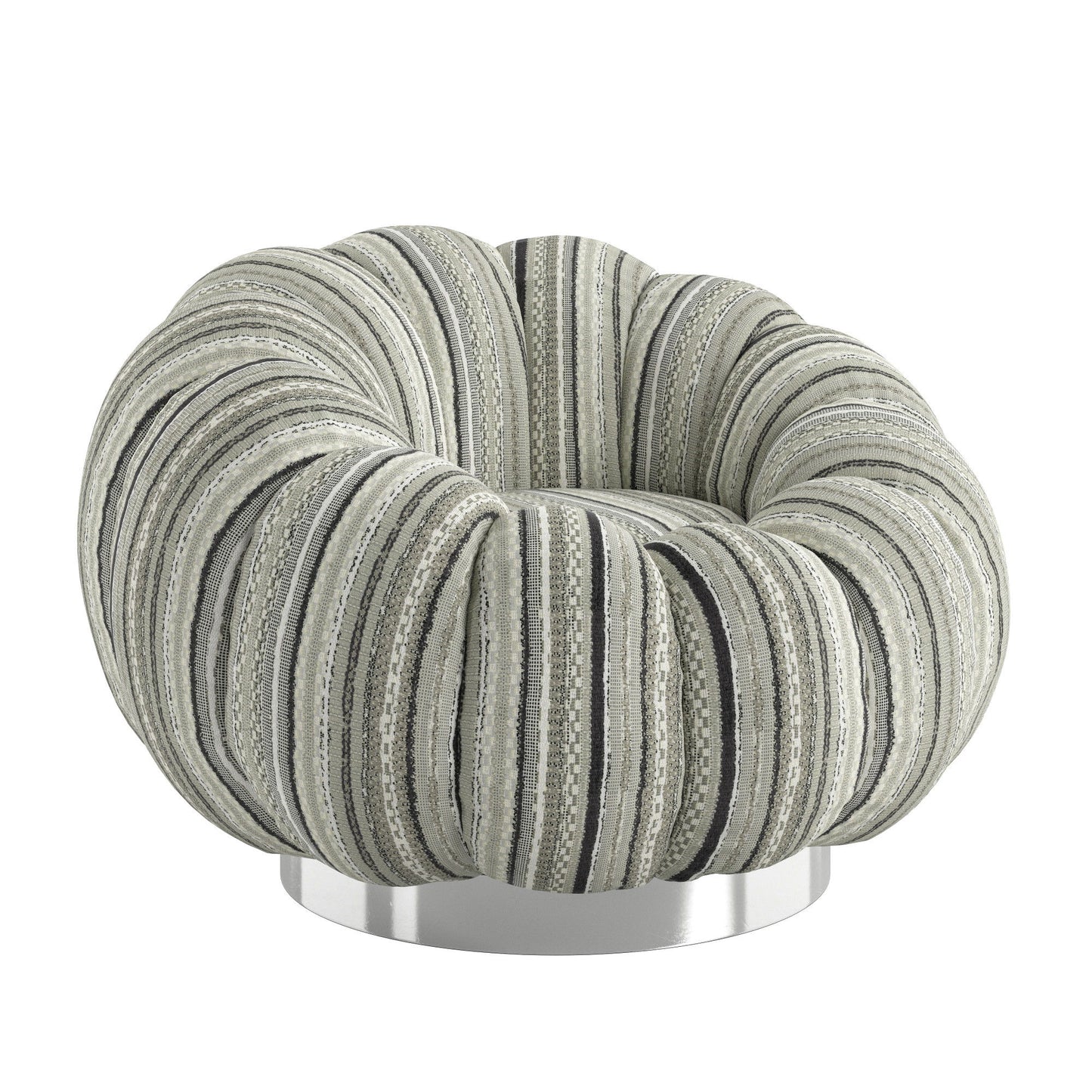 Lillie - Stripe Pumpkin Swivel Accent Chair - Black