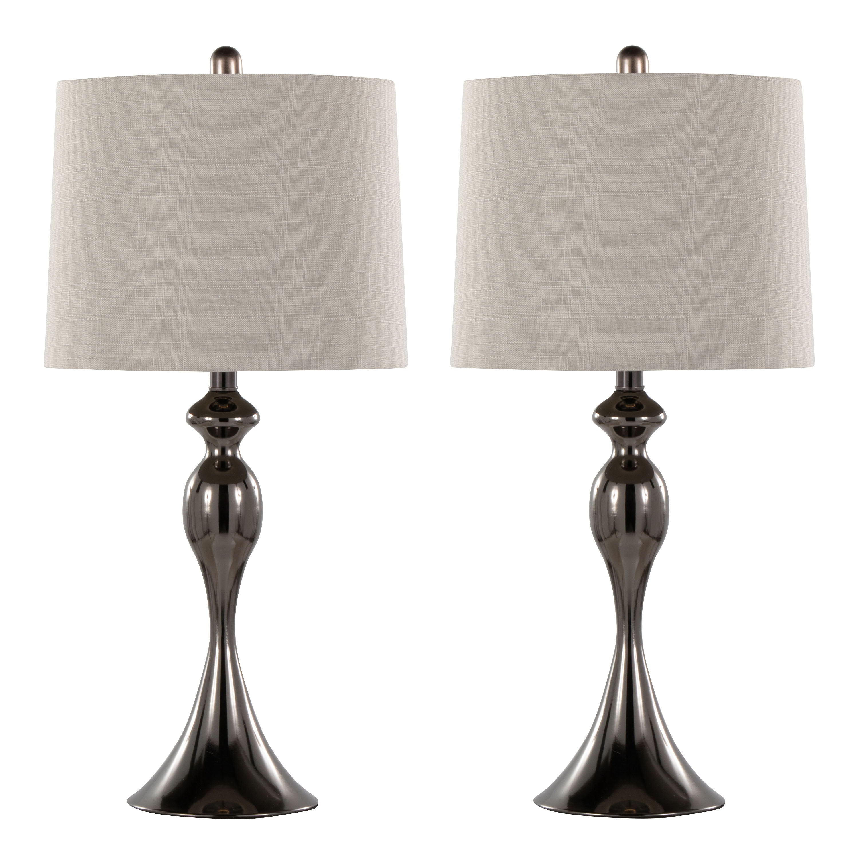 Ashland - Contemporary Table Lamp (Set of 2) - Gun - Light Gray Slub