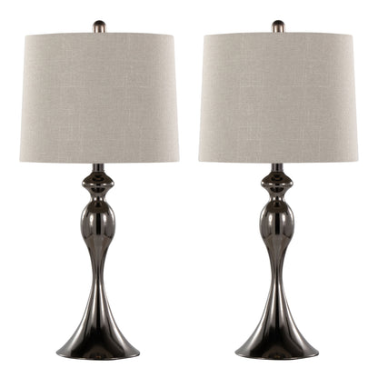 Ashland - Contemporary Table Lamp (Set of 2) - Gun - Light Gray Slub