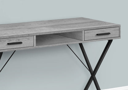 Computer Desk, Home Office, Laptop, Left, Right Set-Up, Storage Drawers, Work, Contemporary, Modern - Gray