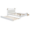 Queen Size Storage Platform Bed, With 2 Big Drawers, Twin Long Size Trundle - White