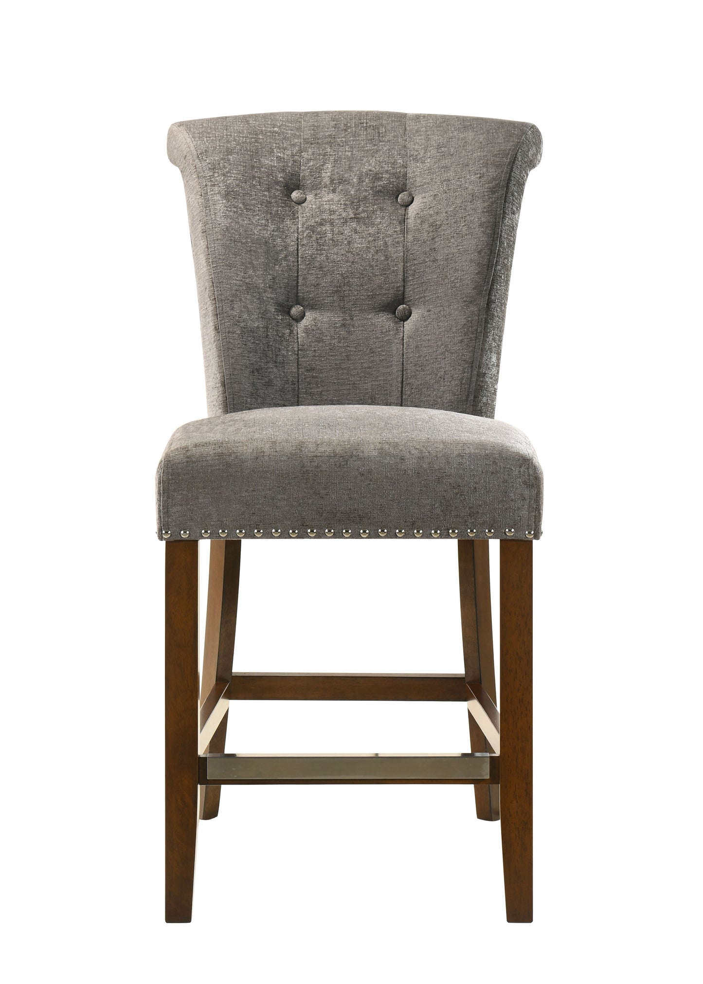 Auggie - Fabric Counter Height Chair With Nailhead Trim - Gray