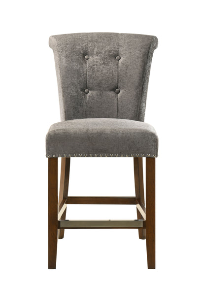 Auggie - Fabric Counter Height Chair With Nailhead Trim - Gray