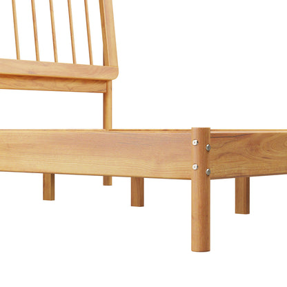 Mid-Century Modern Solid Wood King Spindle Bed - Natural Pine