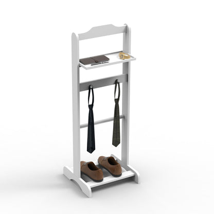 Accent Portable Garment Rack, Clothes Valet Stand With Storage Organizer - White