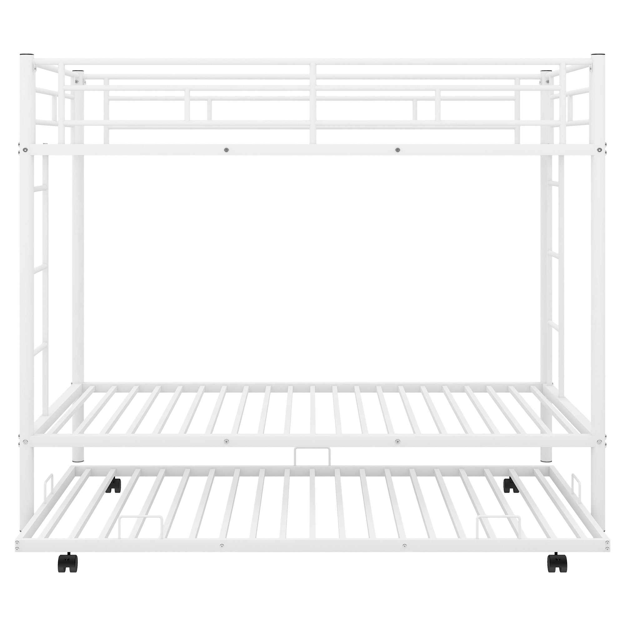Twin Over Twin Bunk Bed With Trundle - White