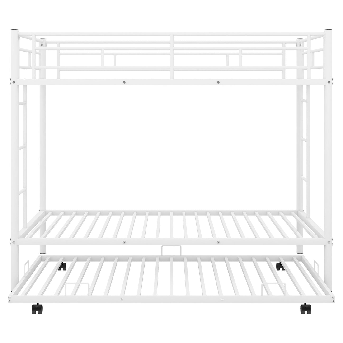 Twin Over Twin Bunk Bed With Trundle - White