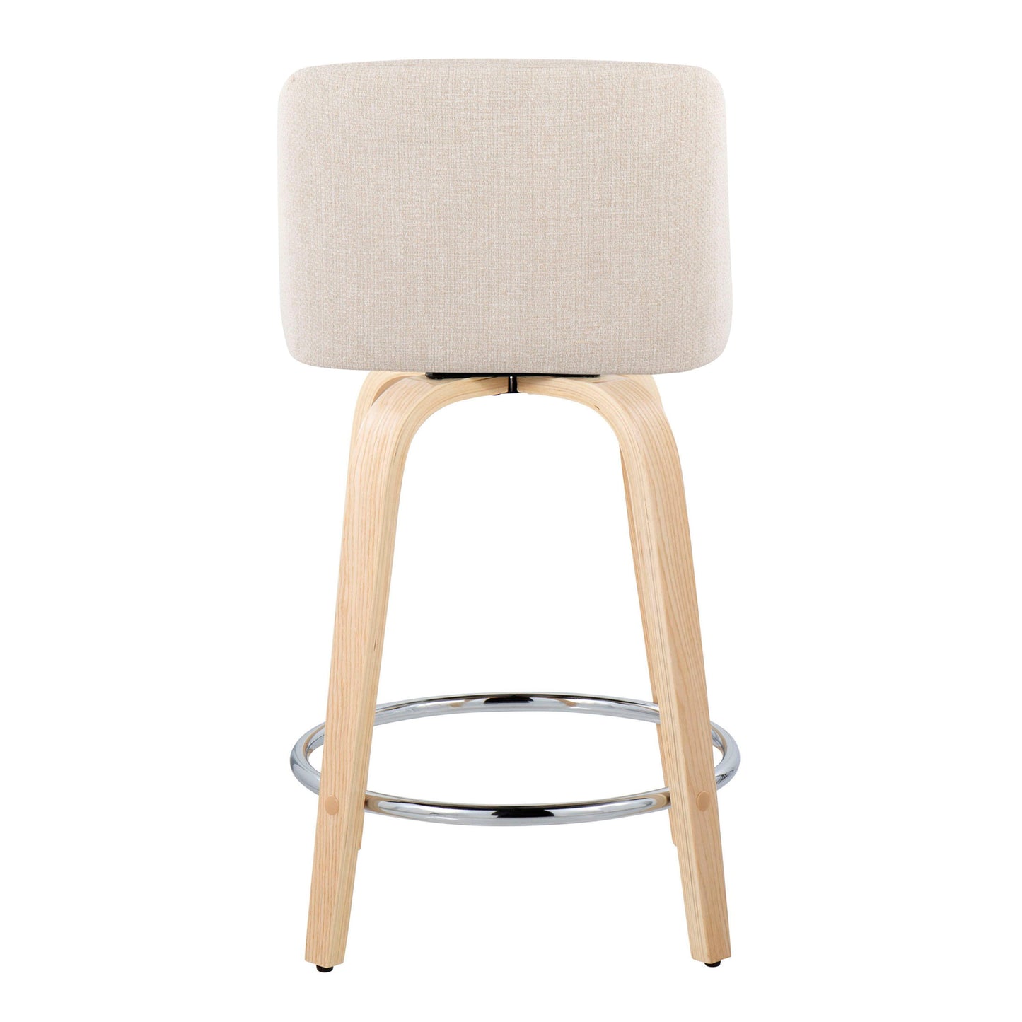 Toriano - Contemporary Fixed Height Counter Stool & Swivel With Round Footrest (Set of 2) - Natural / Cream