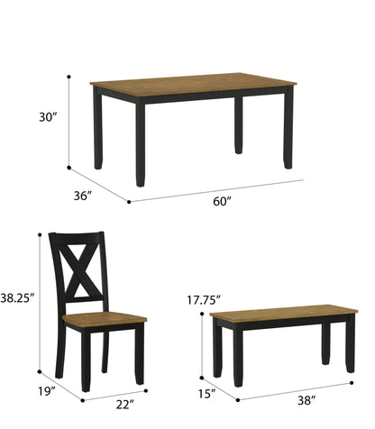 Radiant - 6 Piece Dining Table Set - Brown