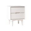 Mid-Century Modern 2 Drawer Solid Wood Nighstand With Cutout Handles - White