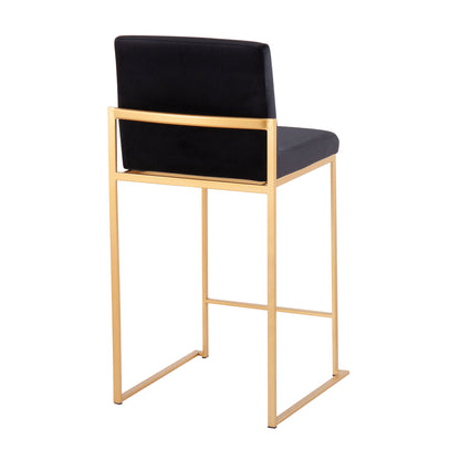 Fuji - Contemporary High Back Counter Stool (Set of 3) - Gold / Black