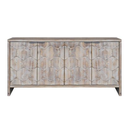 Accent Cabinet Farmhouse Style 4 Door Wooden Cabinet Sideboard Buffet Server Cabinet Storage Cabinet, For Living Room, Entryway, Hallway, Office, Kitchen And Dining Room - Natural Wood Wash