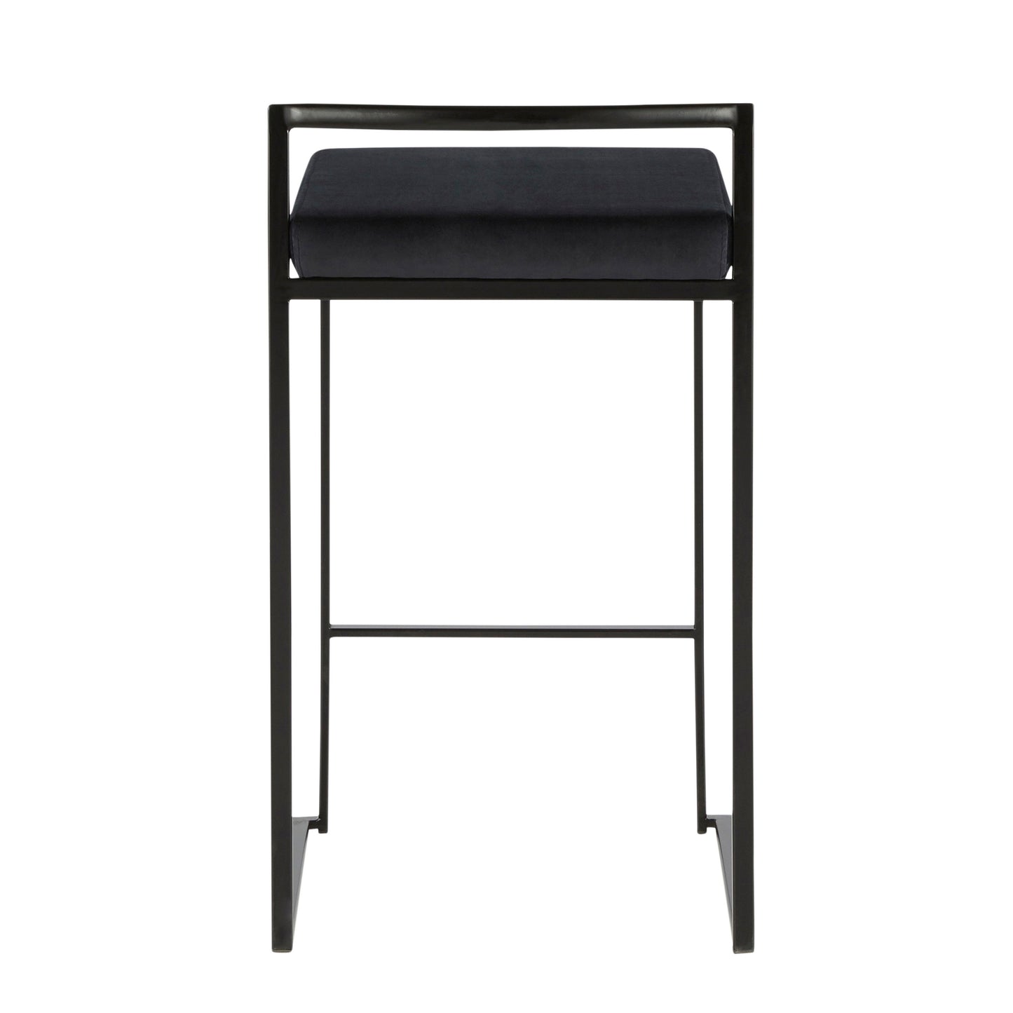 Fuji - Contemporary Stackable Counter Stool (Set of 2) - Black - Velvet